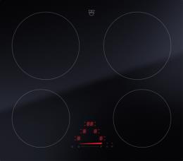 V-ZUG Induktion Kochfeld CookTop V2000 I604, (3114800001) Breite 60cm, BlackDesign, OptiGlass, Einfach-Slider, Kochzonen: 4, DualDesign